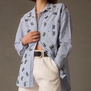 Maeve Anthropologie Button Down Bow Top NWT